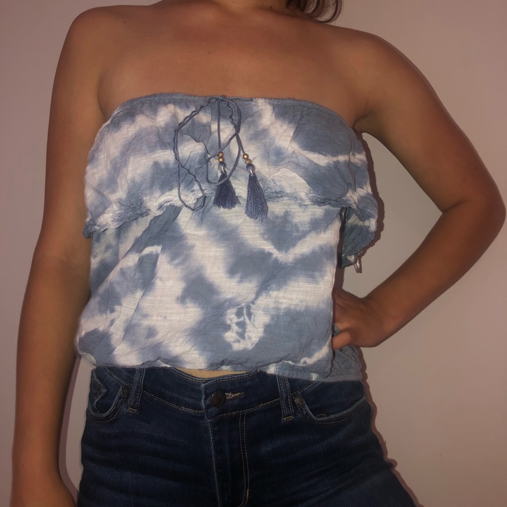 American Eagle outfitters tie die strapless top